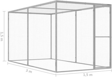 Вольєр для котів vidaXL 3x1,5x1,5 м, оцинкована сталь