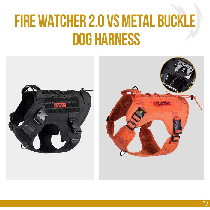 Тактичне обіднє для собак OneTigris Fire Watcher 2.0 з міцною металевою застібкою, ручкою, система кріплення OLLE-Klettsyste (L, Помаранчевий)