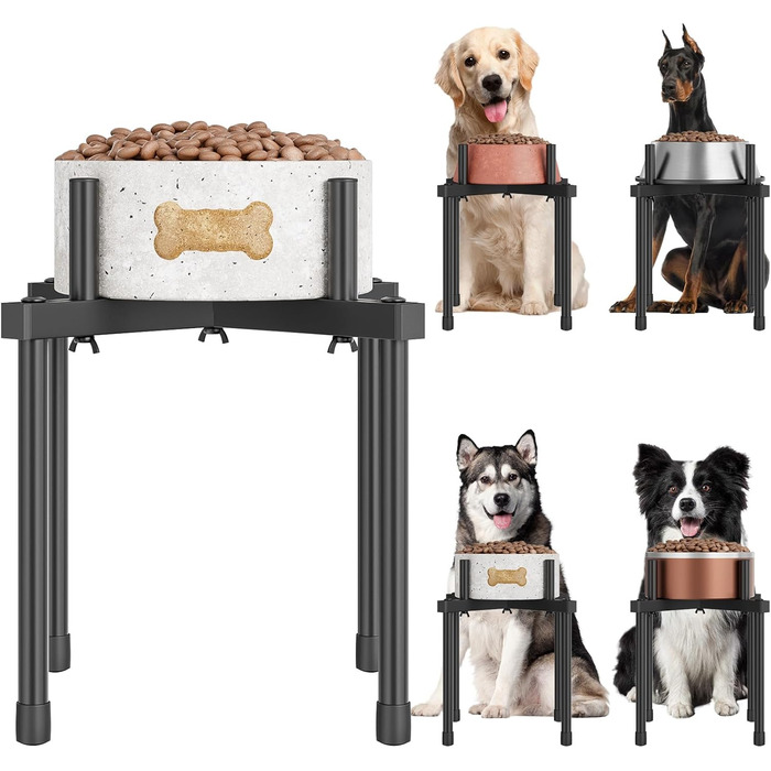 Підставка для води для собак Jane Eyre – регульована, піднята, для великих та середніх собак, антиковзаюча, без миски. Матеріал: L-STEEL