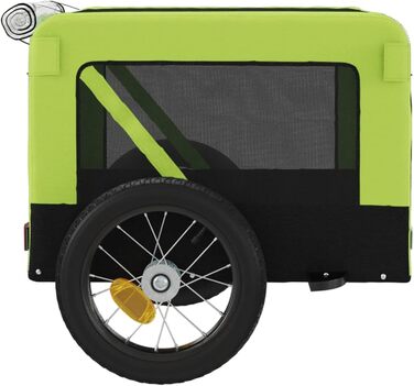 Фаркоп-причіп для собак Gecheer, причіп для собак, транспортер для собак, з відбивачами та прапором, зручний дизайн, зелено-чорний оксфордський матеріал та метал, 54.5 x 120 x 53 см, зелений