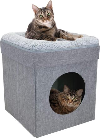 Kitty City Велике котяче ліжко-куб, будиночок для котів, внутрішній когтеточка