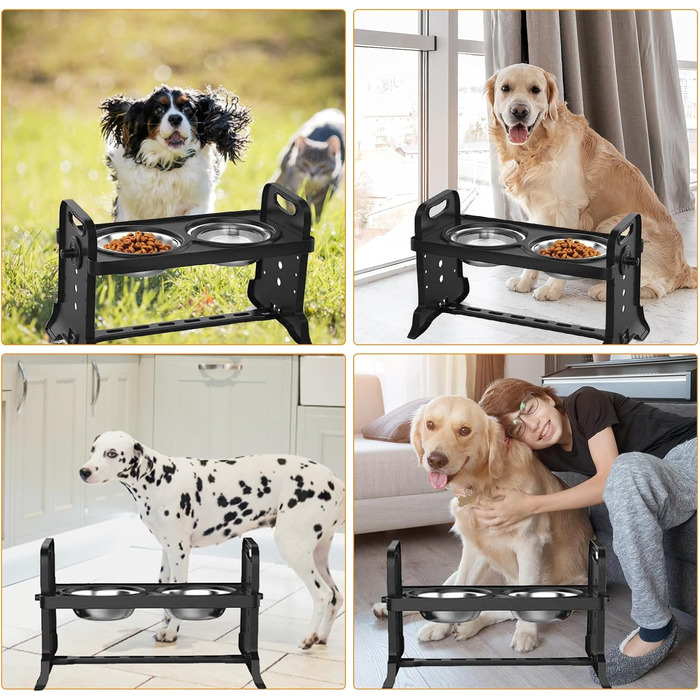 Підвищена годівниця для собак Felenny, регульована висота, 4 рівні, без розливання, повільний диспенсер води для собак та котів