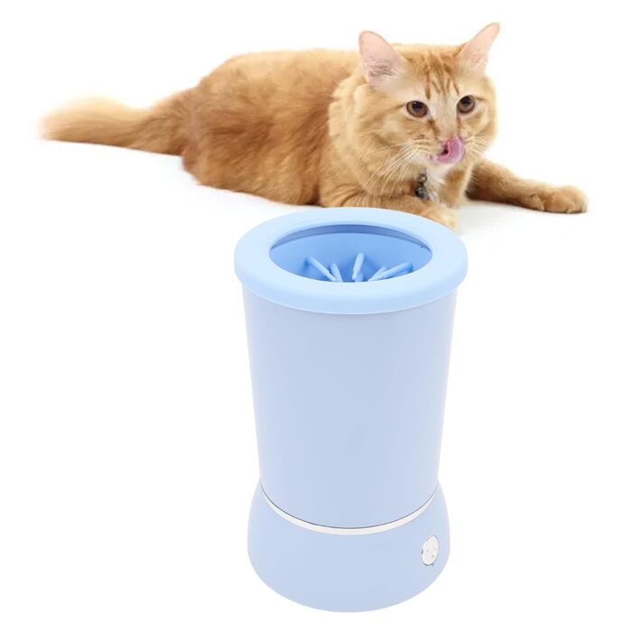 Автоматичний очищувач лап для собак, портативний мийник лап для домашніх тварин з 2 швидкостями, м'які силіконові щетинки, акумулятор 800 mAh, перезаряджається (BLUE)