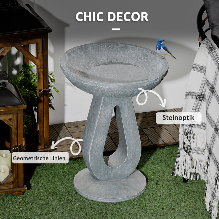 Outsunny Bird Bath Ванна для птахів з підставкою в кам'яному вигляді, годівниця для птахів, ванна для диких птахів для саду та балкона, сіра, 51см| Аосом