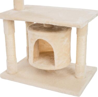 Дряпалка для котів JAMAXX H-90cm з ігровим комплексом, печерею, м'якою платформою та іграшкою (бежевий)