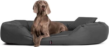 Ортопедичне ліжко для собак Tierlando® Sammy з віскоеластичним матрацом та високим бортиком з міцного поліестеру. Розмір: 140x105 см, колір: графіт. Забезпечує комфортний та суглобово-захисний сон.