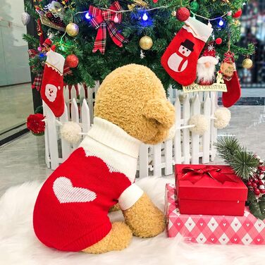 Пуловер для собак, рогатий, теплий, зимовий, для цуценят, на День святого Валентина, на Різдво, для котів та собак, розмір S (Small)