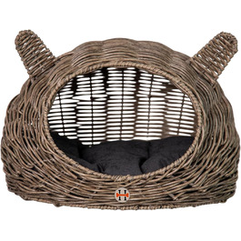 Будинок-ліжко для кота та собаки Huntley Pet Rattan з ротангового плетіння з подушкою