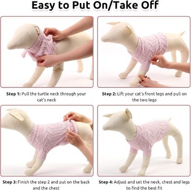 Теплий зимовий пуловер для котів та маленьких собак, рожевий, розмір M