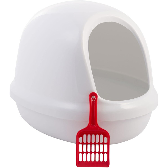 Котлочистка Iris Ohyama PNE-500H біла: велика овальна лоток для котів без кришки, високий знімний борт, BPA-free