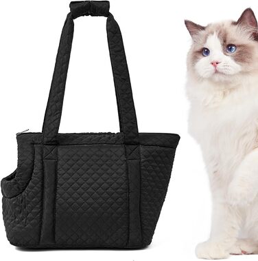 Сумка-переноска для собак та котів | Бавовняна переноска для цуценят та тварин | Легка чорна переноска з кишенями
