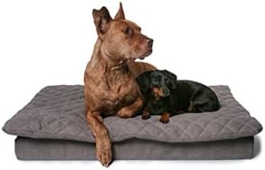 Велике собаче ліжко XXL 120см сірого кольору з знімним топером, стабільне та зручне. Собачий килимок для подорожей, можна прати при 90°C, для великих та середніх собак (XXL 120x80x12см, Антрацитовий сірий)