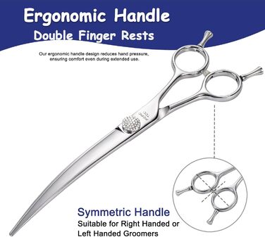 Професійна вигнута коса для грумінгу собак та котів, 440C сталь, 20.3 см