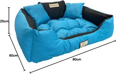 Ліжко для собак та котів KingDog з двома подушками, корзина для собак, ліжко для домашніх тварин, миється, водонепроникний PVC (XXL 130 x 105 см, блакитний)