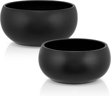 Набір мисок для собак середніх та великих порід | 2 шт. по 20 см діаметром та 1,8 л об'ємом | Кераміка | Можна мити в посудомийній машині | Стійкий до подряпин та укусів | Міцні миски для їжі та води для собак середніх розмірів (маленькі та середні, чорни
