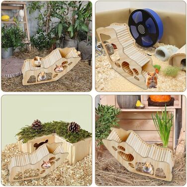 Дерев'яна драбина-споруда для хом'яків Grillix, будиночок, тунель, притулок, іграшка для лазіння та декор для клітки
