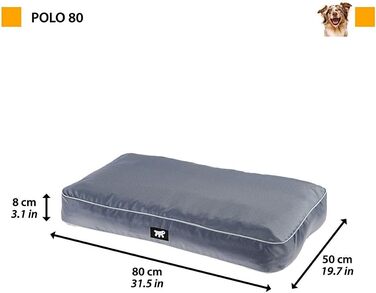 Ортопедичний лежак для собак та котів FERPLAST Polo - 80x50x8 см, сірий. Лежак для собак, лежак для котів, миється, стійкий до подряпин, знімний наповнювач.