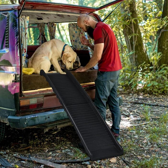 Рампа для собак Aufun: складана, чорна, до 90 кг, 156 x 40 см