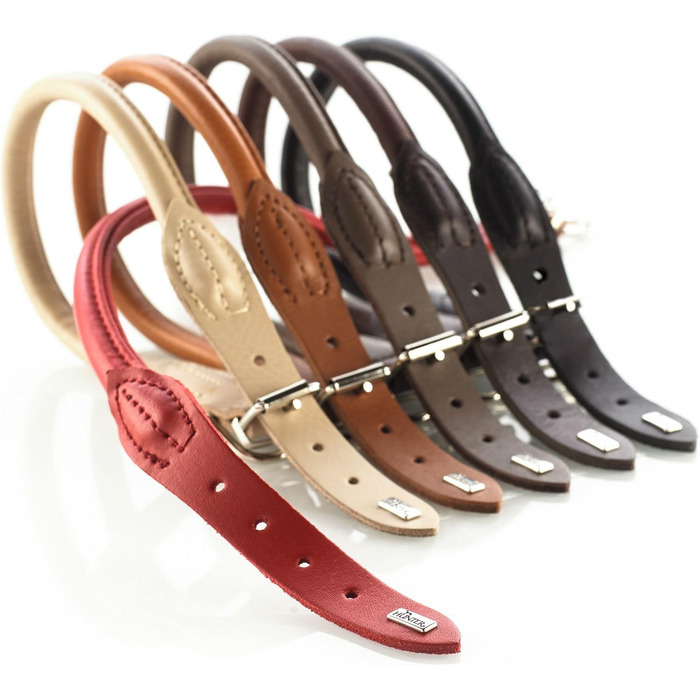 Нашийник для собак HUNTER ROUND & SOFT ELK, м'яка шкіра, круглий, захист шерсті, розмір M, колір чилі