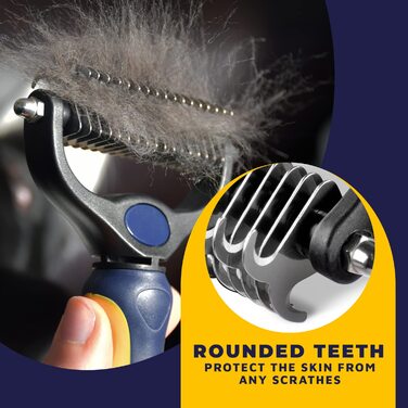 Інструмент для догляду за шерстю собак та котів: двостороння щітка для розплутування та видалення ковтунів, знежирюючий гребінець