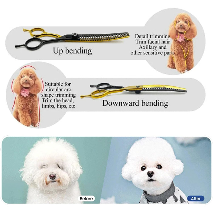 Професійна філірувальна ножиця Profi 7,5 дюймів для собак, котів та інших домашніх тварин. Ножиці для грумінгу з регульованим гвинтом, нержавіюча сталь 440C (тонке розрідження 60%-70%)