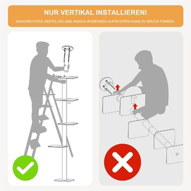 Драбина-кіготь для котів FUKUMARU, 4 яруси, до стелі (251-274см), кріпиться до стіни, з джутової тканини та зручною гамаком, бежева