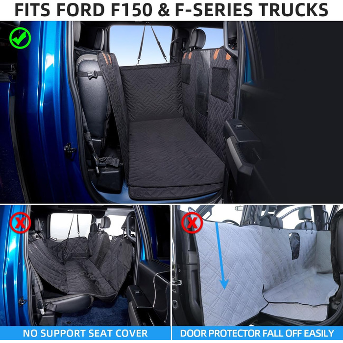 Чохол на сидіння для собак ABE, універсальний для вантажних автомобілів, авто та заднього сидіння, чорний (F150, F-Series)