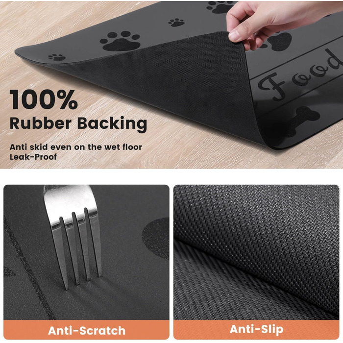 Килимок для годівлі котів та собак: супер вбираючий, неслизький, 30x50 см (Сірий)