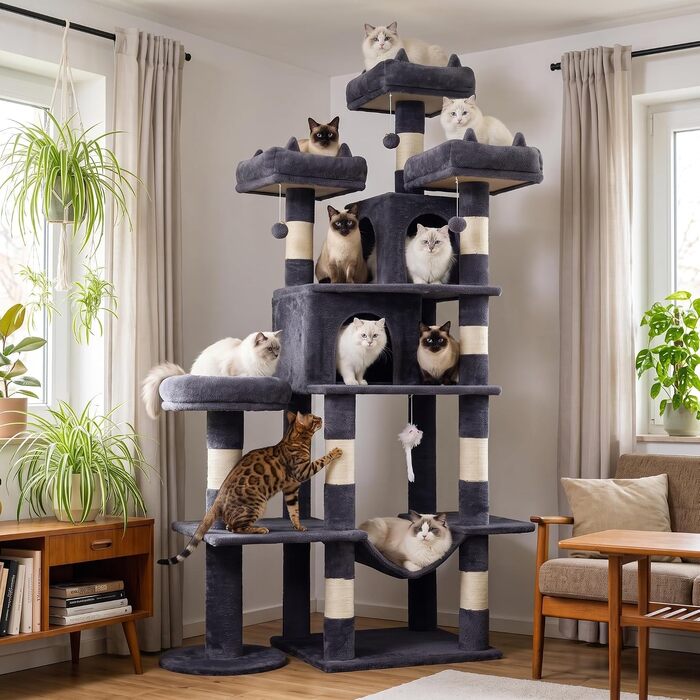 Ігровий комплекс для котів Kratzbaum, висота 181 см, кігтеточка-драбка для квартири (темно-сірий)