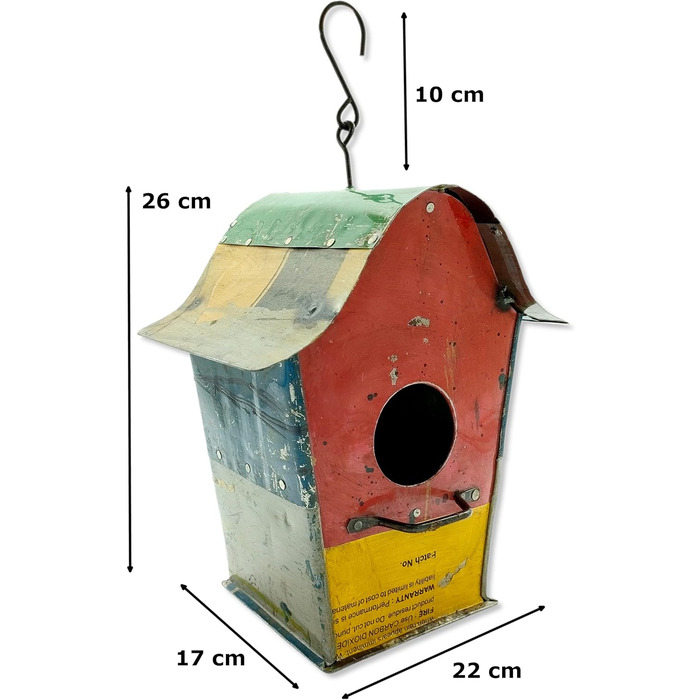 Металева годівниця для птахів, 22 x 36 см, кольорова, для саду та декору