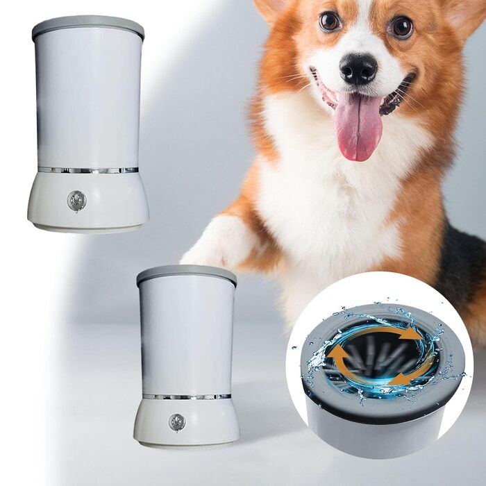 Pawclean Pro: Автоматичний очищувач лап для собак та котів - 360° силіконова щітка, USB, білий/блакитний