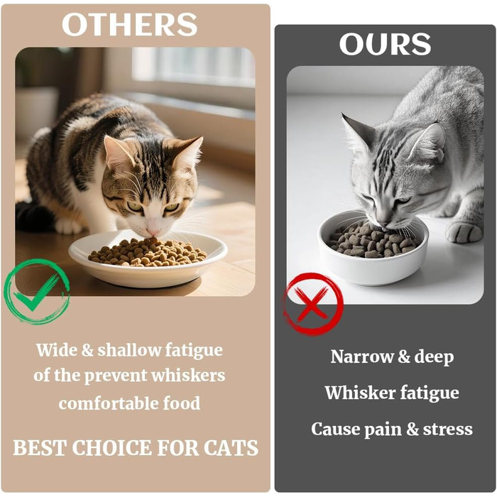 Набір мисок для котів з кераміки (4 шт.) з неслизьким дном, анти-відрижка, широкі та плоскі миски для кошенят та дрібних тварин
