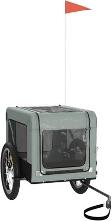 Причіп для собак Fasba: велосипедний причіп для тварин з відбивачами та прапором, для котів та собак, сірий та чорний, оксфордська тканина та метал