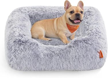 Ліжко для собак Feandrea, м'яке лежання, корзина для собак, 71 x 55 x 18 см, з підвищеними бортиками, знімний чохол, що легко переться, антиковзаюче покриття, Ombré-Сірий PGW271G01 M