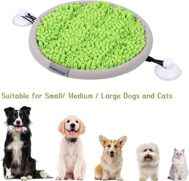 Schnüffelmatte для собак POPETPOP: миюча, з присосками, килимок для корму, великий/маленький, зелений (42 см)