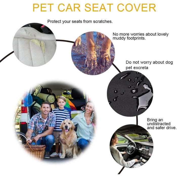 Захисний килимок на сидіння автомобіля для собак - водовідштовхувальний, універсальний, для заднього сидіння, міцний матеріал, 02