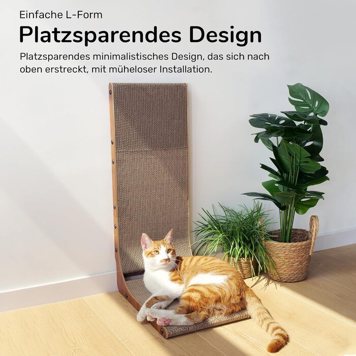 Котячий когтетоп FUKUMARU L-подібний, 68 см, з іграшкою, горіховий колір