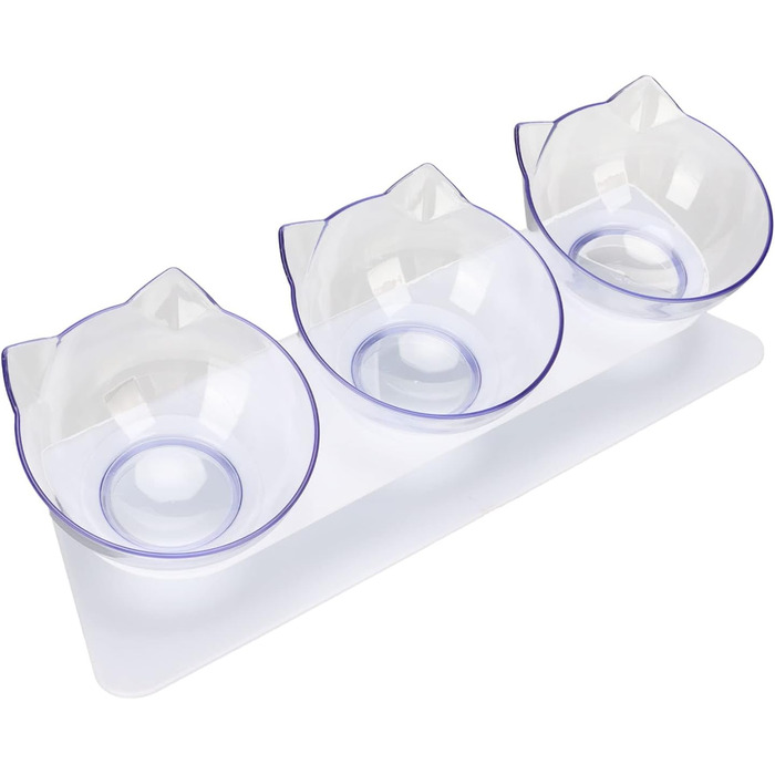 Набір піднятих мисок для котів, 3 прозорі миски на підставці, для котів та маленьких собак