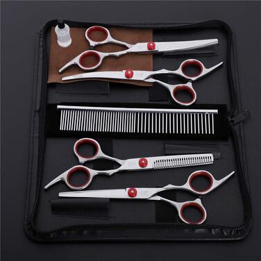 Набір професійних ножиць для грумінгу WYGC PETS: прямі та зігнуті ножиці для собак та котів, 6 дюймів, нержавіюча сталь