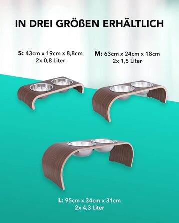 Підвищені годівниці для собак ilaCasa - набір з 2 шт. з дуба - станція для годування собак