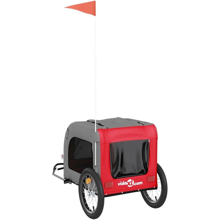 Причіп для велосипеда з собаками, червоний та сірий, Oxford-Gewebe та залізо, для собак та котів LH13839