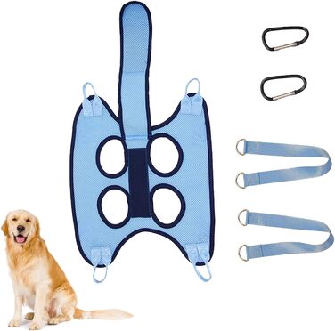 Гамак для грумінгу собак - петля для догляду за собаками, безпечна петля для грумінгу, дихаюча обрізка кігтів, гамак для домашніх тварин з ременем безпеки, безпечний для собак та котів, блакитний, M