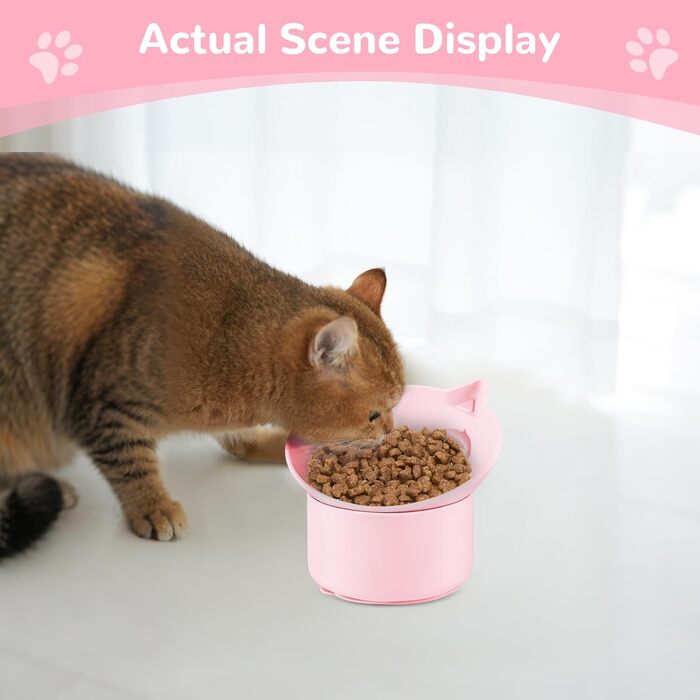 Підвищений годівниця для котів - годівниця для повільного годування, регульована висота, силікон, рожева