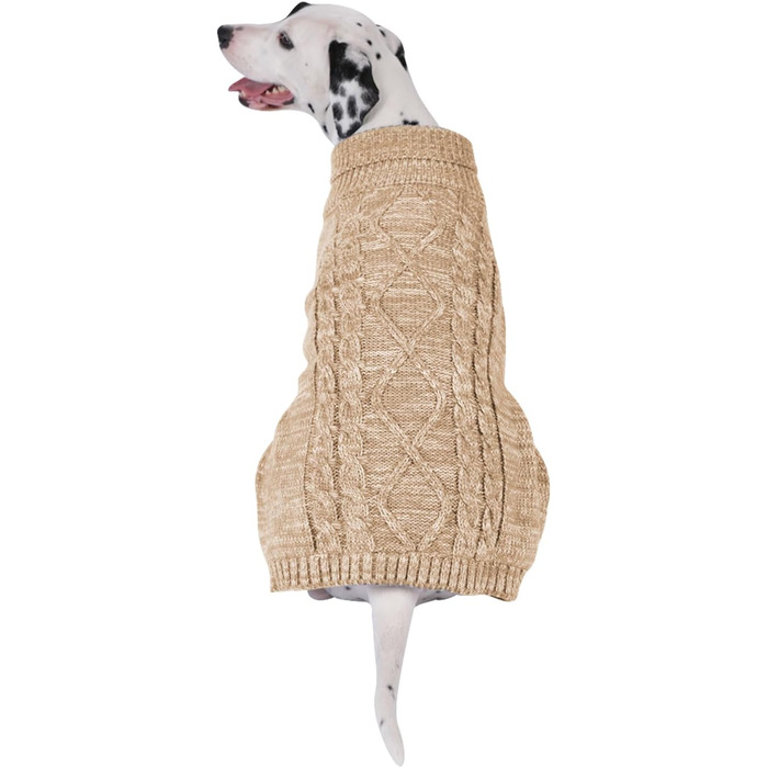В'язаний пуловер для собак, теплий та м'який, для зими, для цуценят, підходить для собак та котів (S, Хакі)