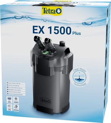 Зовнішній фільтр для акваріума Tetra EX 1500 Plus, до 600 л, потужний очищувач води, для кришталево чистої води в акваріумі, для прісноводних і морських акваріумів, внутрішній простір