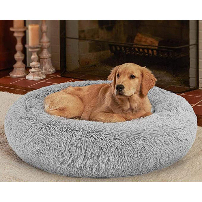 Ортопедична подушка-ліжко для собак XL: м'яка, кутова, з ефектом пам'яті, сіра. Підходить для великих, середніх собак.