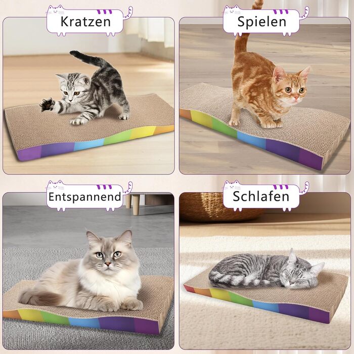 Котячі кігтеточки, 2 шт. Міцні картонні кігтеточки для котів з котячою м'ятою, перероблювана картонна підставка для дряпання котів 62.9 * 21.5 * 4.8 см, кігтеточки для догляду за кігтями