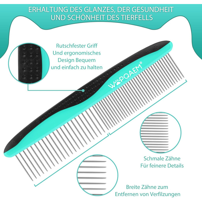 Набір для догляду за тваринами 3 шт: щітка для собак і котів, самоочисна, щітка для підшерстка та відмерлого хутра, стригувач нігтів та гребінець для шерсті, ідеально підходить для довгошерстих та короткошерстих, Зелений Аквазелений