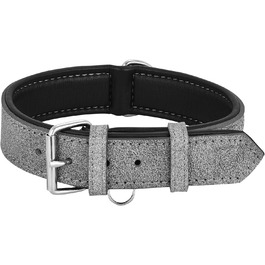 Riparo K-9 нашийник для собак, шкіряний, м'який, регульований, міцний, сірий, 3,8 см, на шию 43,2–53,3 см