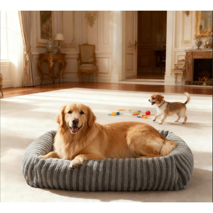 Лежанка для собак маленьких порід, лежанка для собак знімний чохол, неслизький кошик для собак з м'яким покриттям з кролячої вовни, 51 x 48 x 15 см (XXL 107 x 51 x 20 см, сірий)